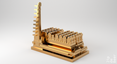 3D-print in het goud van de onderliggende structuur van een website